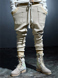 Trendy Contrast Color Drawstring Knitted Casual Pants for Men