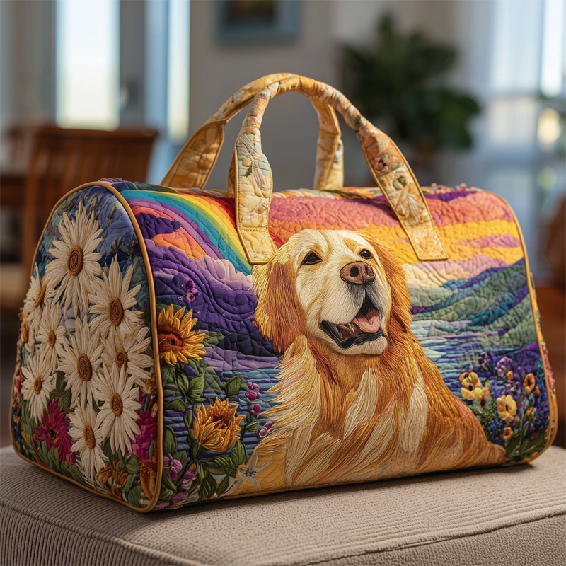 Cute Dog Print Floral Duffle Bag for Women