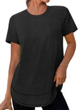 Women's Simple Summer Solid Color Pullover Round Neck Short Sleeve T-shirt