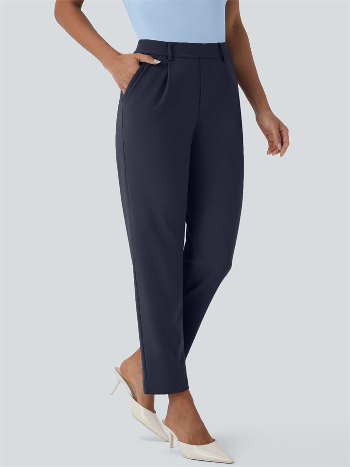 Women's Solid Color Casual Straight Cropped Suit Pants