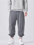 Mens Corduroy Elastic Waist Drawstring Jogger Pants