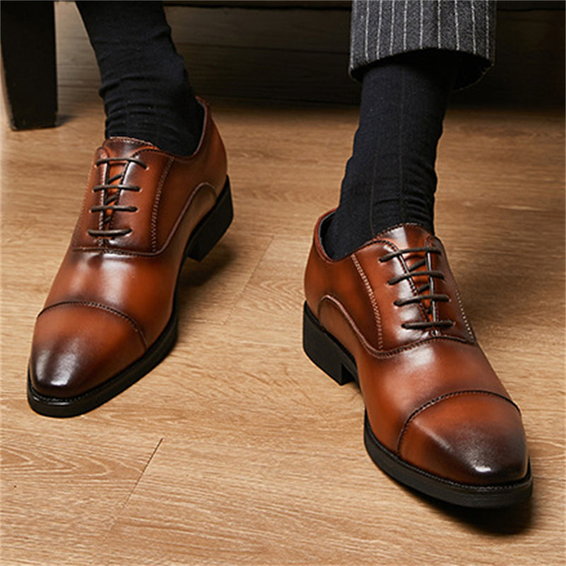 Men's Handsome Pointed Toe Lace Up Leather Oxford Shoes