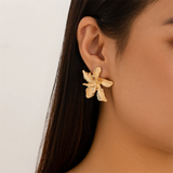Blooming Flowers Vintage Piercing Earrings for Lady