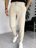Men's Casual Solid Color Drawstring Waffle Pants