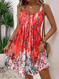 Women's Casual Holiday Style Printed Sleeveless A-Line Beach Tank Dress