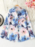 Women's Summer Printed V Neck Button Up Half Sleeve Blouses