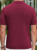 Men's  Summer Cool Contrast Color Button Up Knitted Polo Shirts