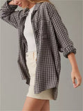 Women's Casual Long Sleeve Button Plaid Blouses