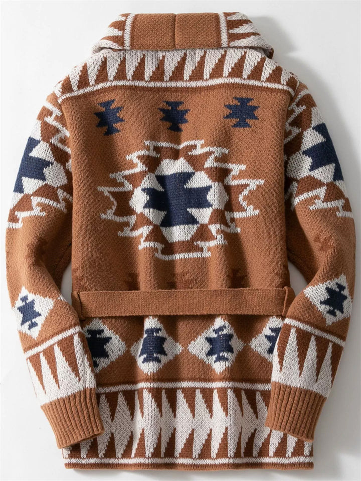 Men's Autumn Jacquard Button Up Hooded Cardigan Sweaters