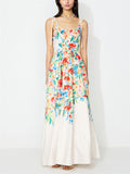 Trendy Women's High Rise Floral Print Strappy Maxi Dress