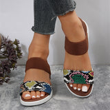 Snake Print Open Toe Non-Slip Sandals for Ladies