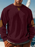 Men's Corduroy Contrast Color Round Neck Long Sleeve Shirt