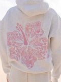 Women's Solid Color Floral Embroidery Long Sleeve Hoodie