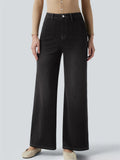Women's Vintage Mid Waist Wide Leg Jeans Slimming Denim Pants