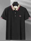 Men's Contrast Color Casual Short Sleeve Lapel Polo Shirts