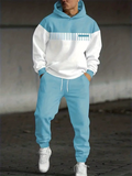 Men's Autumn Color Block Printed Hoodie Tracksuit Set Daily Wear