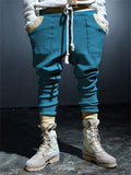 Trendy Contrast Color Drawstring Knitted Casual Pants for Men