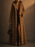 Extra Cozy Warm Faux Fur Open Front Pocket Hooded Long Coat
