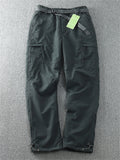 Men's Keep Warm Plush Liner Multi-Pocket Cargo Pants with Belt