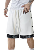 Retro Men's Casual Contrast Color Drawstring Shorts