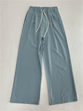 Women's Simple Solid Color Drawstring Elastic Waist Loose Pants