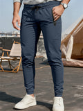 Men's Autumn Drawstring Zipper Sporty Fitted Pants
