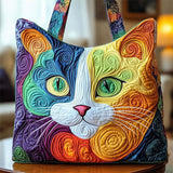 Contrast Color Cat Face Print Tote Bag for Women