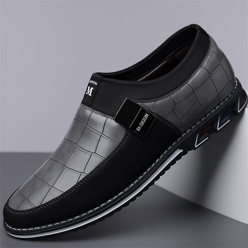 Men's Casual Plaid Faux Leather Flats Slip-ons Shoes