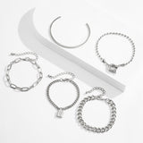 5Pcs/Set Female Gothic Metal Chain Lock Bracelets