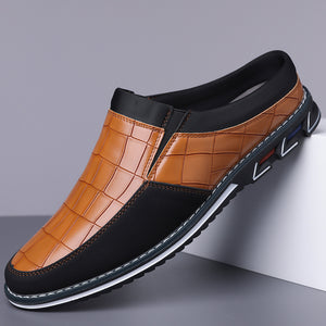 Men's Casual Plaid Faux Leather Flats Mule Slipper Shoes