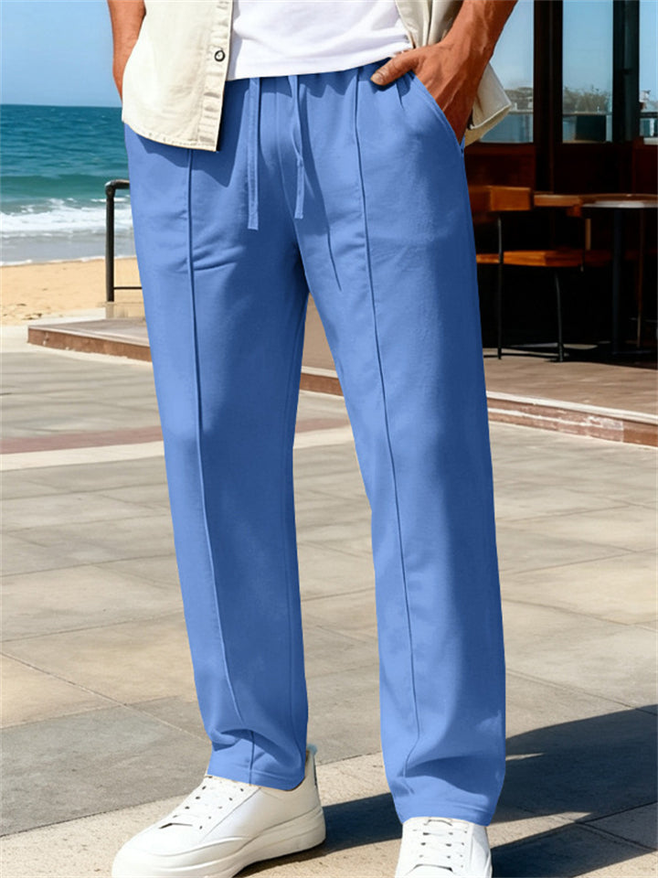 Men's Summer Drawstring Loose Fit Casual Trousers Lightweight Daily Wear