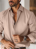 Men's Casual Long Sleeve Lapel Button Up Dress Shirts