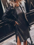 Women's Summer Black Sexy Trendy Solid Side Split Dress