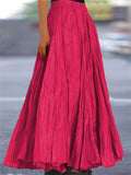 Women's Solid Color Texture Big Hem Pleated A-Line Skirt