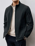 Korean Style Men's Long Sleeve Waist Length Stand Collar Jacket