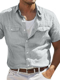 Men's Summer Solid Color Pockets Cargo Shirts