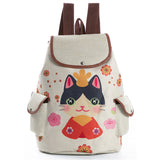 Lovely Cartoon Kitty Lightweight Canvas Schoolbag for Girls