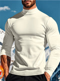 Men's Solid Color Comfy Semi High Neck Shirt