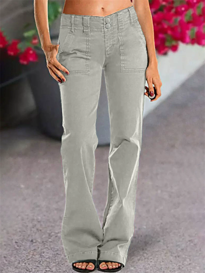 Women's Vintage Mid-Waist Loose Fit Flare Denim Jeans