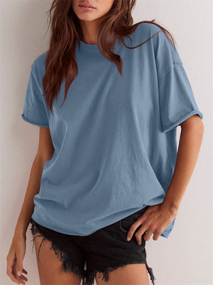 Women's Summer Casual Solid Color Round Neck Short Sleeve T-Shirt