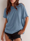 Women's Summer Casual Solid Color Round Neck Short Sleeve T-Shirt