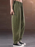 Women's Summer Solid Color Casual Elastic Waist Straight Pants