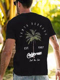 Men's Summer Simple Coconut Palm Tree Print Short Sleeve Shirts