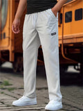 Men's Comfortable Textured Casual Regular Fit Straight Leg Pants