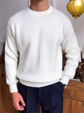 Men's Casual Simple Loose Fit Round Neck Knitted Sweaters