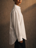 Womens Oversized White Button Down Cotton Boyfriend Blouse