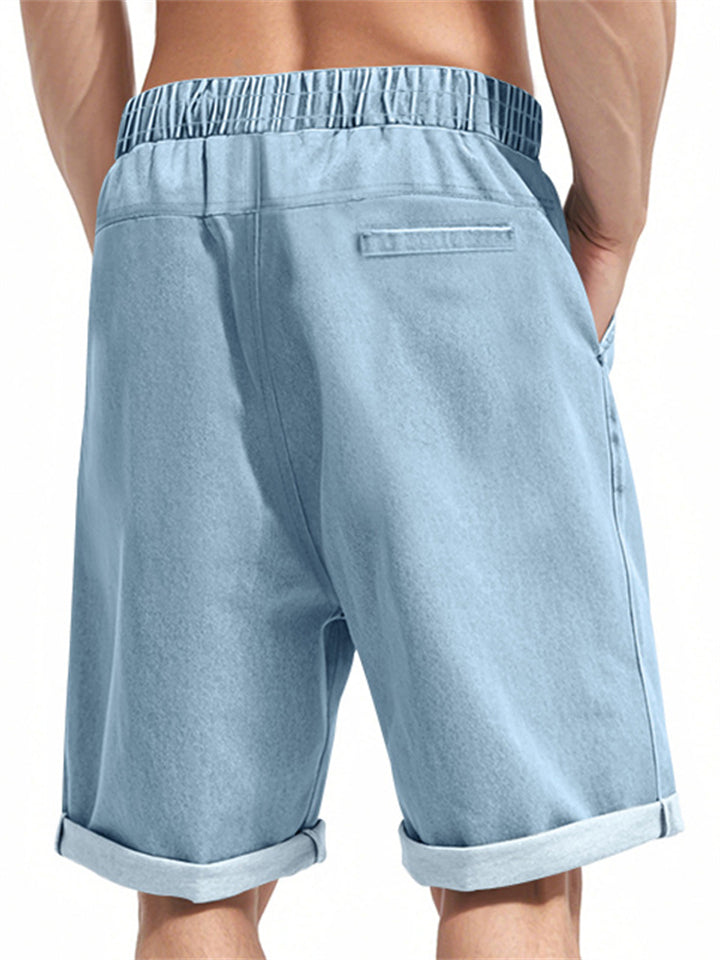 Men's Casual Cotton Drawstring Knee Length Shorts