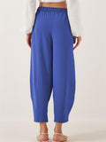 Women's Casual Summer Pleated Mid-waist Drawstring Cropped Pants