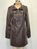 ‌Women's ‌Cool Girl‌ Style Faux Leather Front Zipper Mini Dress with Pockets‌
