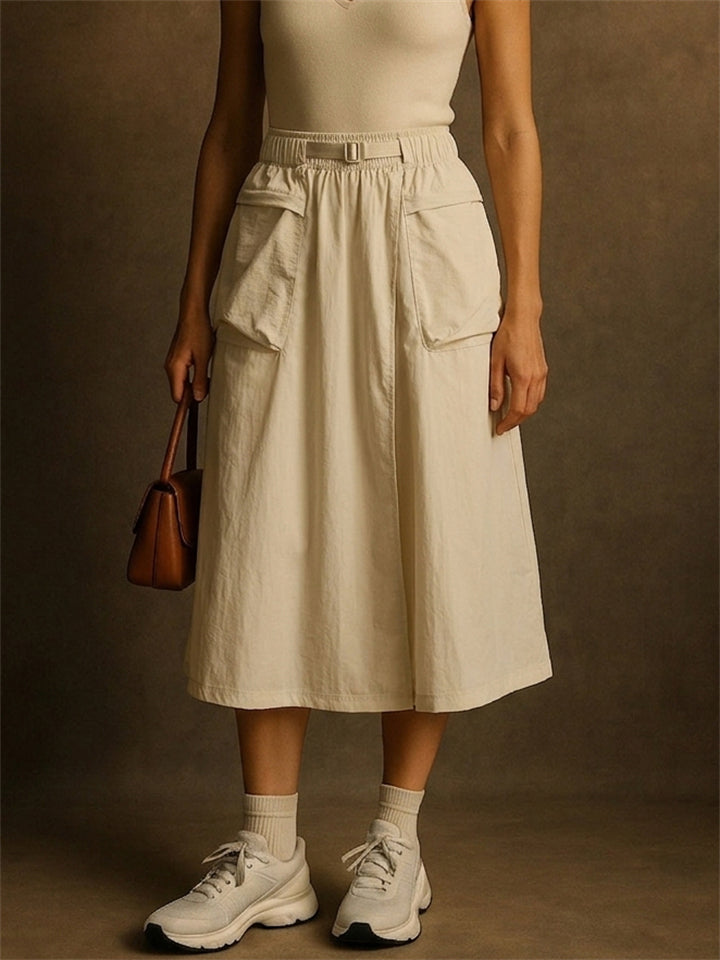 Womens Utility Cargo Midi Skort High Waist Hiking Skirt
